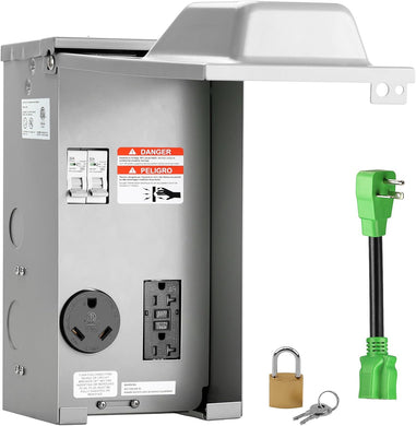 2 Receptacles Power Outlet Panel with 20 Amp Adapter - 20A + 30A