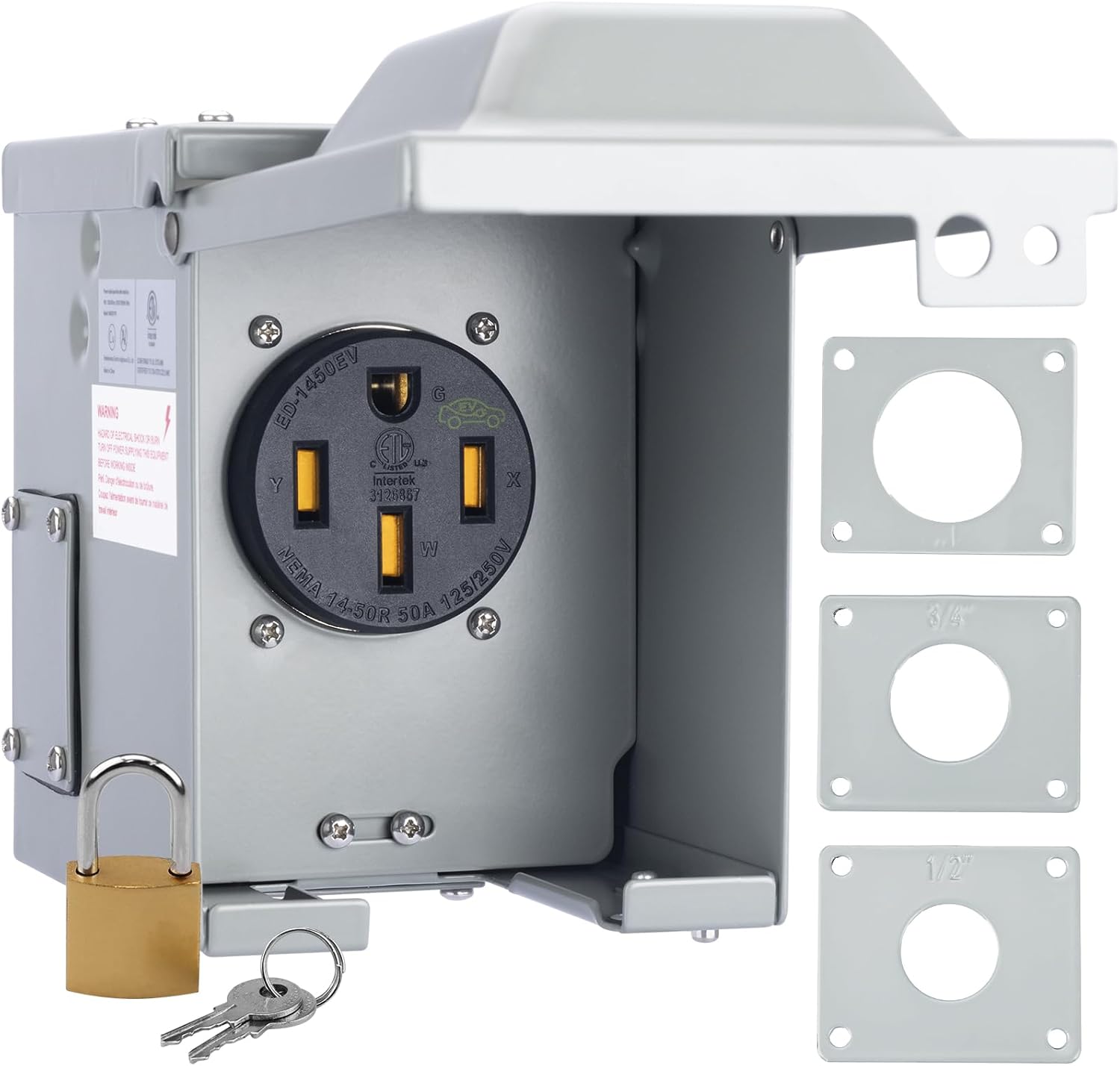 Ev Rv Outlet Box RVGUARD 50 Amp RV Outlet | Heavy-Duty Outdoor Electrical Box for RV & EV