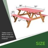 RVGUARD Picnic Table Cover and Bench Covers, 28x72 Inch, Red & White, Fitted Tablecloth Cover with Elastic Edge, Water and Oil Proof