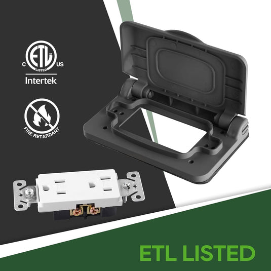 RV Weatherproof Receptacle Cover - Black