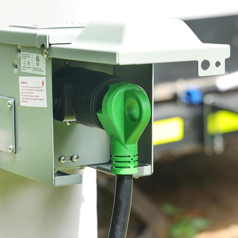 Load image into Gallery viewer, 50 Amp to 30 Amp RV Adapter Plug with Circuit Breaker - 14-50P to TT-30R
