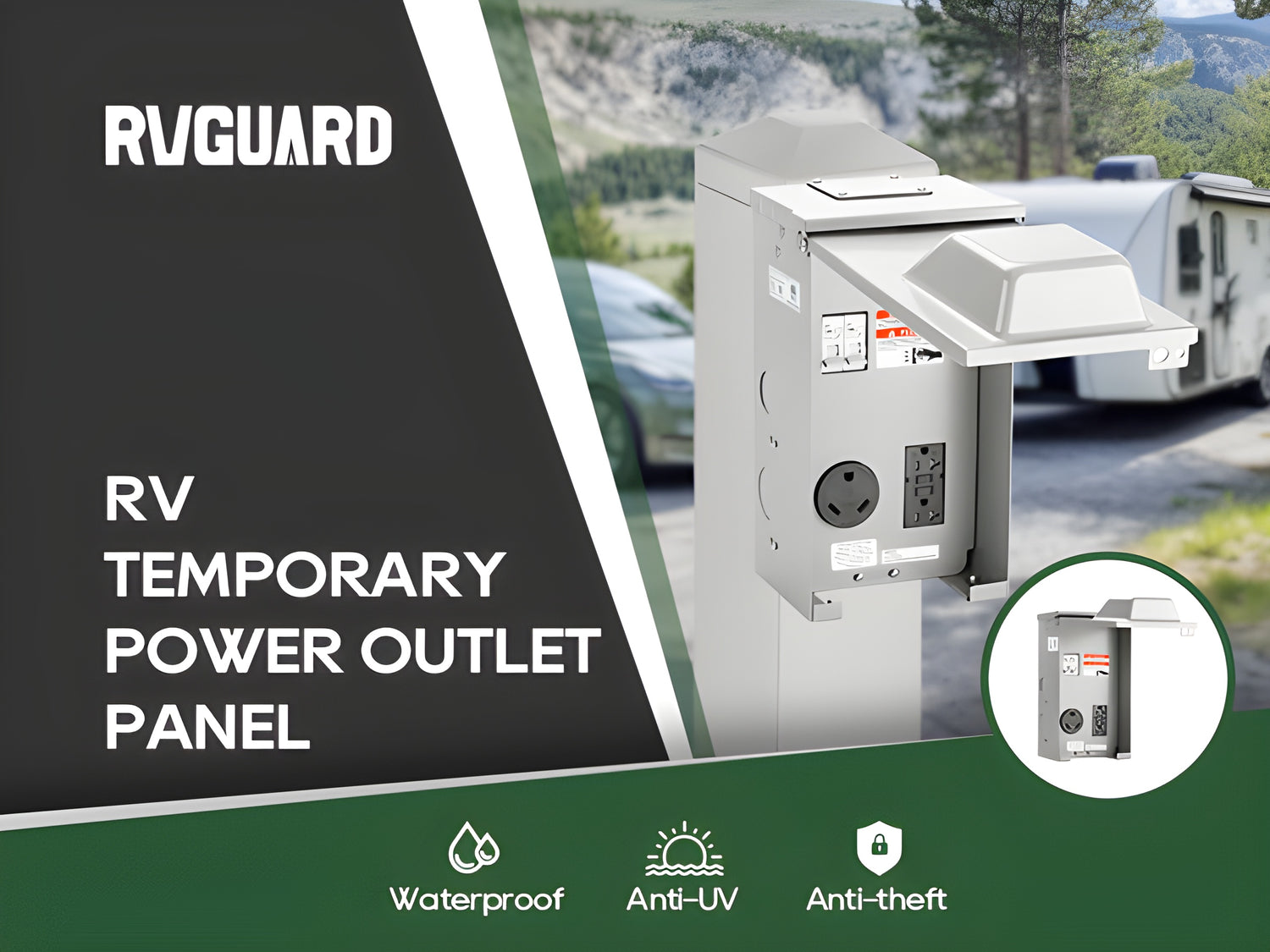 RVGUARD Temporary Power Outlet Panel with Breaker | ETL Listed