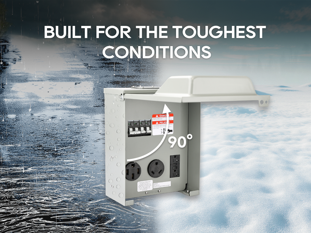RVGUARD RV Temporary Power Outlet Panel with Breaker | ETL Listed 20/30 ...