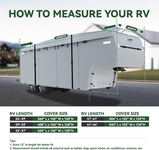 Waterproof & UV Protection 5th Wheel RV Cover