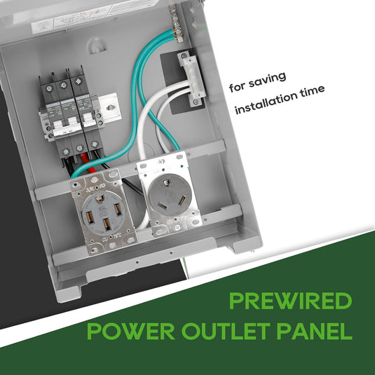 2 Receptacles Power Outlet Panel with 20 Amp Adapter - 30A + 50A