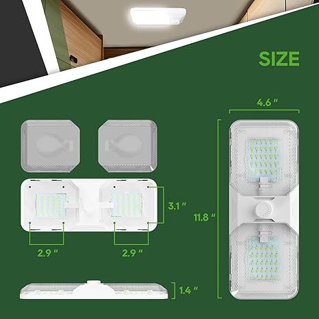 RV 12V LED Ceiling Double Dome Light