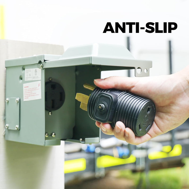 Load image into Gallery viewer, 50 Amp to 30 Amp RV Adapter Plug with Circuit Breaker - 14-50P to TT-30R
