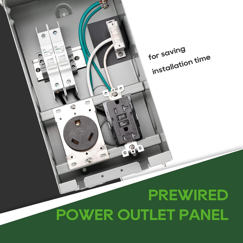 Load image into Gallery viewer, 2 Receptacles Power Outlet Panel with 20 Amp Adapter - 20A + 30A
