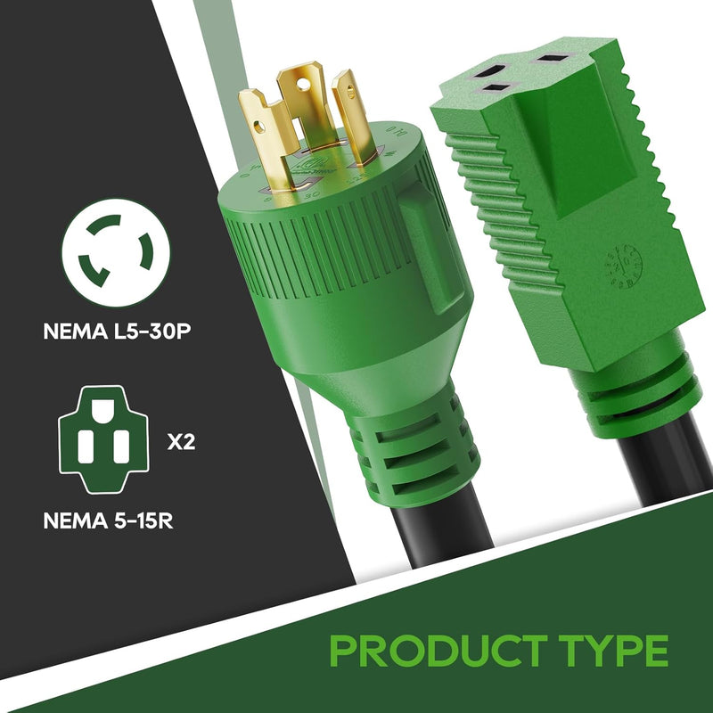 Load image into Gallery viewer, Generator Adapter Cord - L5-30P to Dual 5-15R
