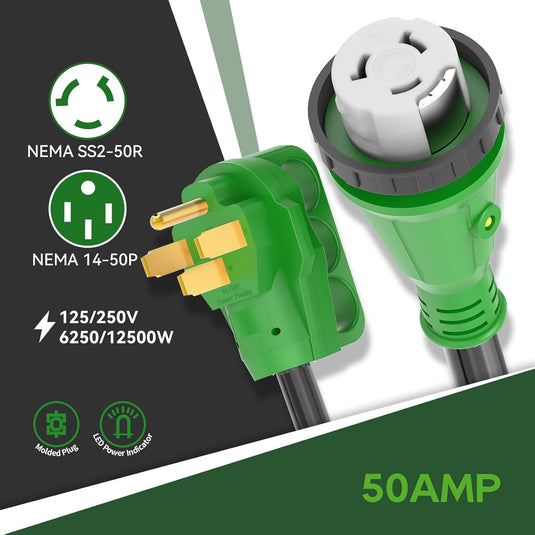 50 Amp to 50 Amp RV Adapter Cord with Lock