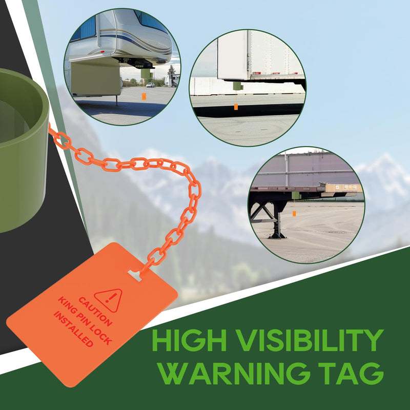 Load image into Gallery viewer, RVGUARD 5th Wheel Lock (Green), Heavy Duty Steel King Pin Lock with Anti-Theft Warning Tag, for 5th Wheel/Semi Trailers/RVs/Containers
