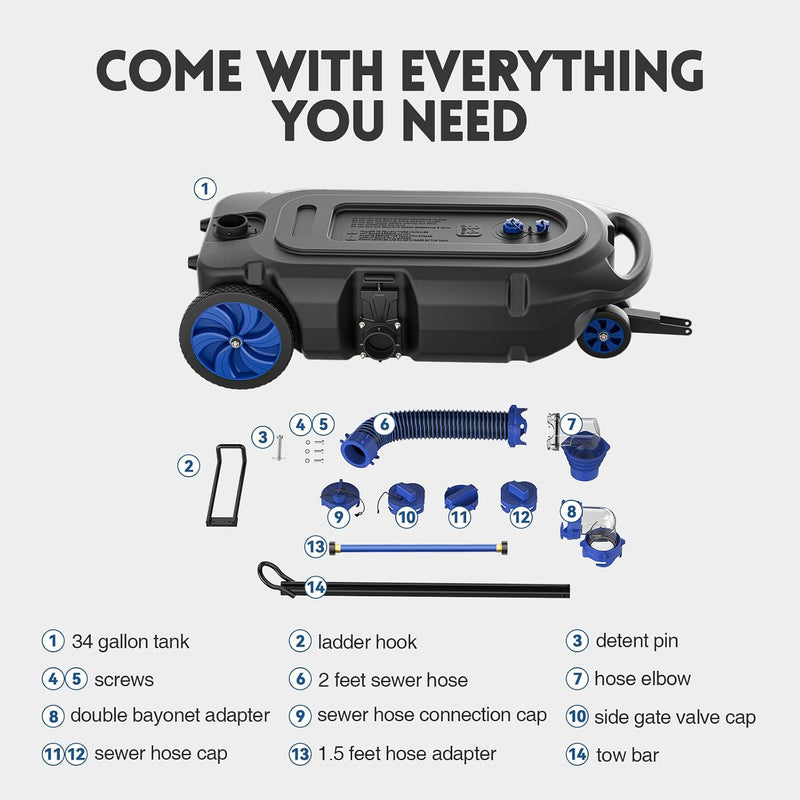 Load image into Gallery viewer, 34 Gallon Portable RV Waste Tank with 4 Wheels
