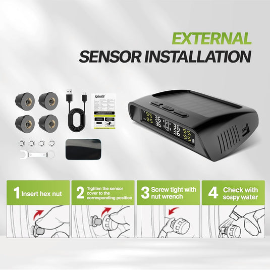 RV Tire Pressure Monitoring System with Solar Charge