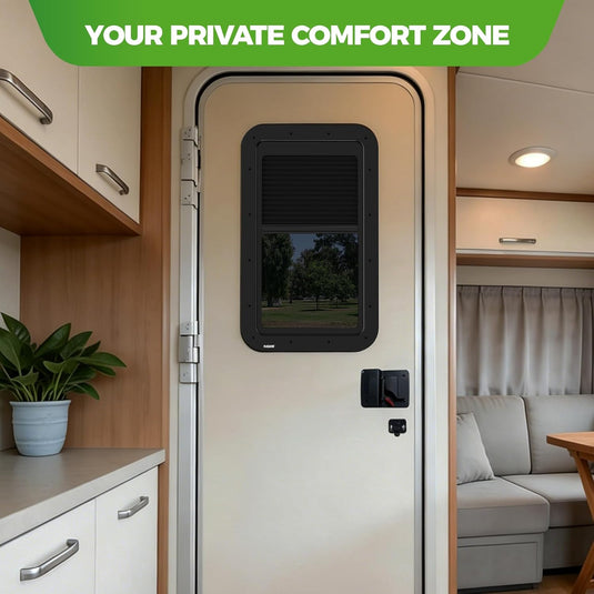All-in-One RV Door Window with Sliding Shade - 15.7" x 24.7"