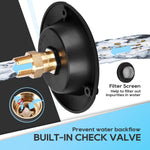 RVGUARD RV City Water Inlet, 3/4" NH Female to 1/2" NPT Male City Water Fill Inlet Flange Brass with Check Valve for RV, Camper, Trailer, Marine (Black L)