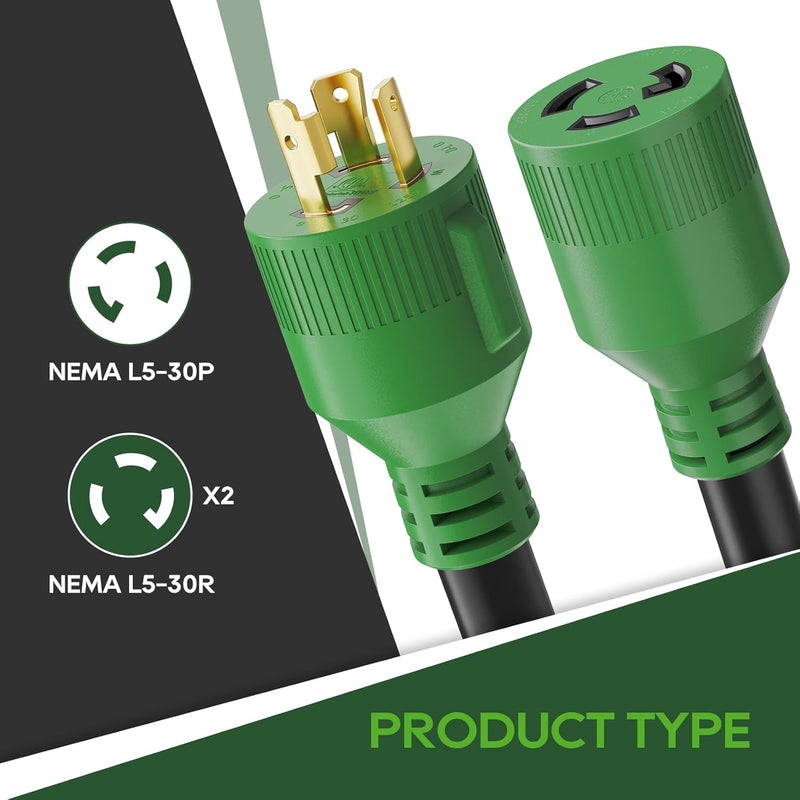 Load image into Gallery viewer, Generator Adapter Cord - L5-30P to Dual L5-30R
