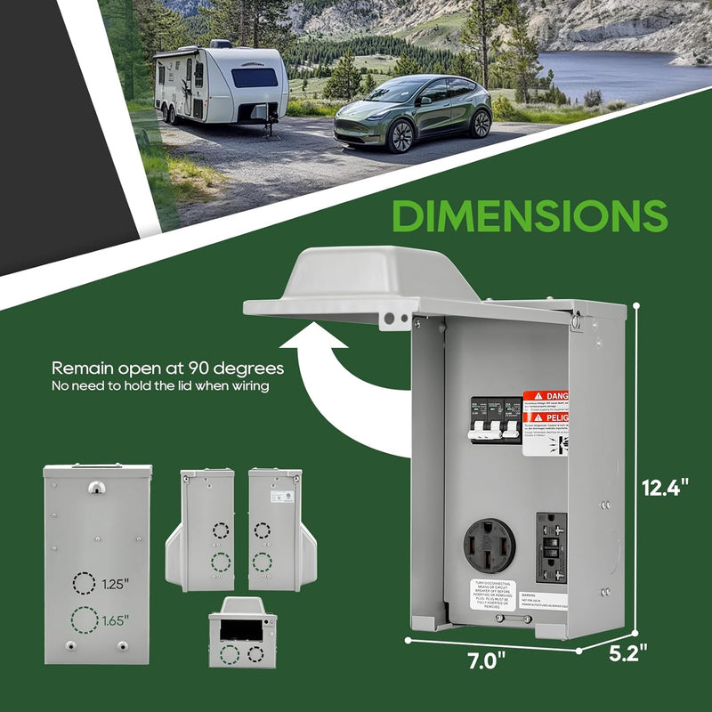 Load image into Gallery viewer, 2 Receptacles Power Outlet Panel with 20 Amp Adapter - 20A + 50A
