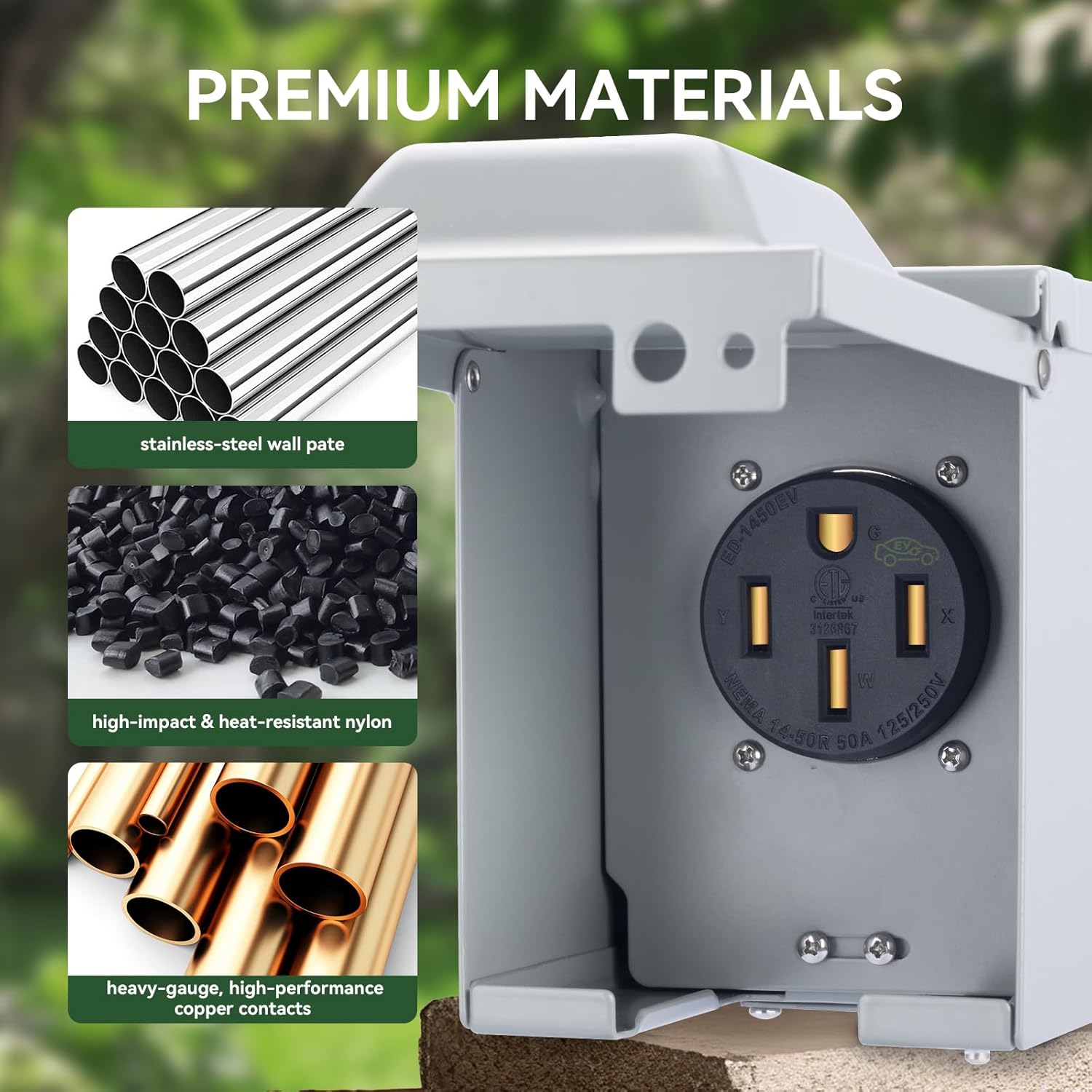 Ev Rv Outlet Box RVGUARD 50 Amp RV Outlet | Heavy-Duty Outdoor Electrical Box for RV & EV