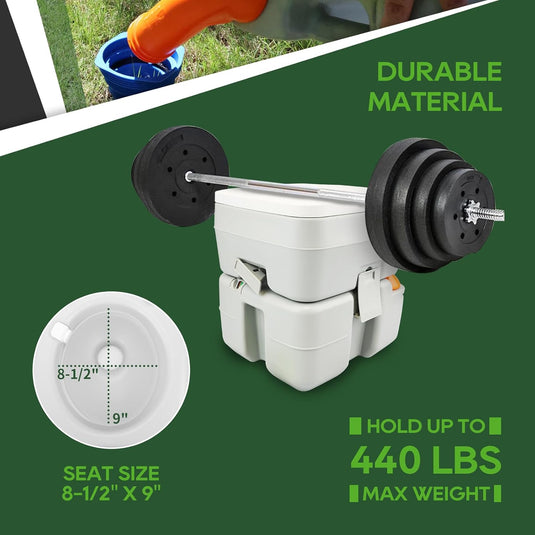 Portable Camp Toilet 5.3 Gallon with Carry Bag and Wash Sprayer
