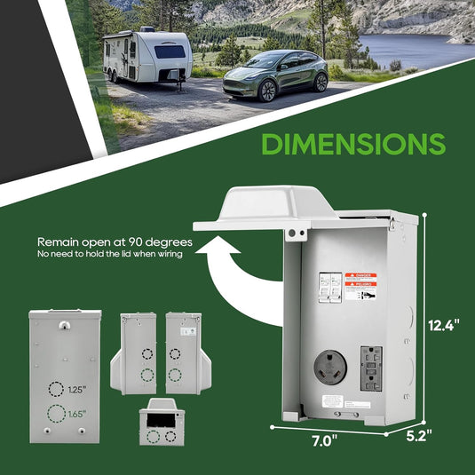 2 Receptacles Power Outlet Panel with 20 Amp Adapter - 20A + 30A