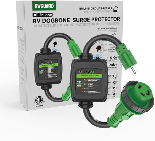 15 Amp to 30 Amp RV Surge Protector Adapter - 5-15P to L5-30R