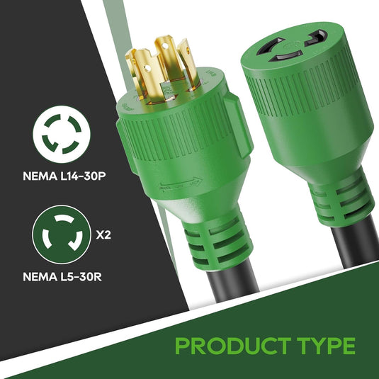 Generator Splitter Adapter - L14-30P to Dual L5-30R