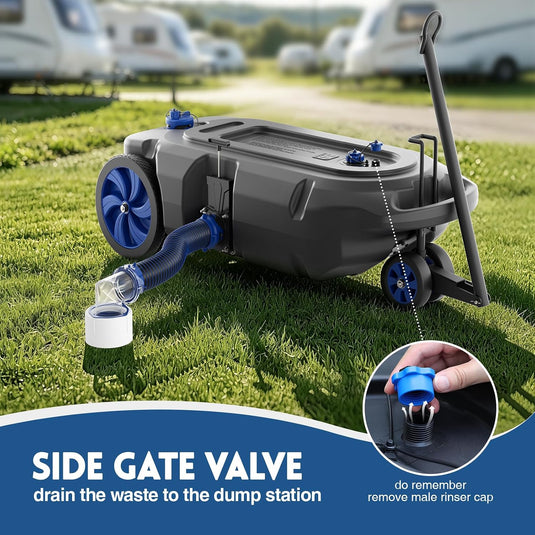 34 Gallon Portable RV Waste Tank with 4 Wheels