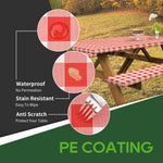 RVGUARD Picnic Table Cover and Bench Covers, 28x72 Inch, Red & White, Fitted Tablecloth Cover with Elastic Edge, Water and Oil Proof