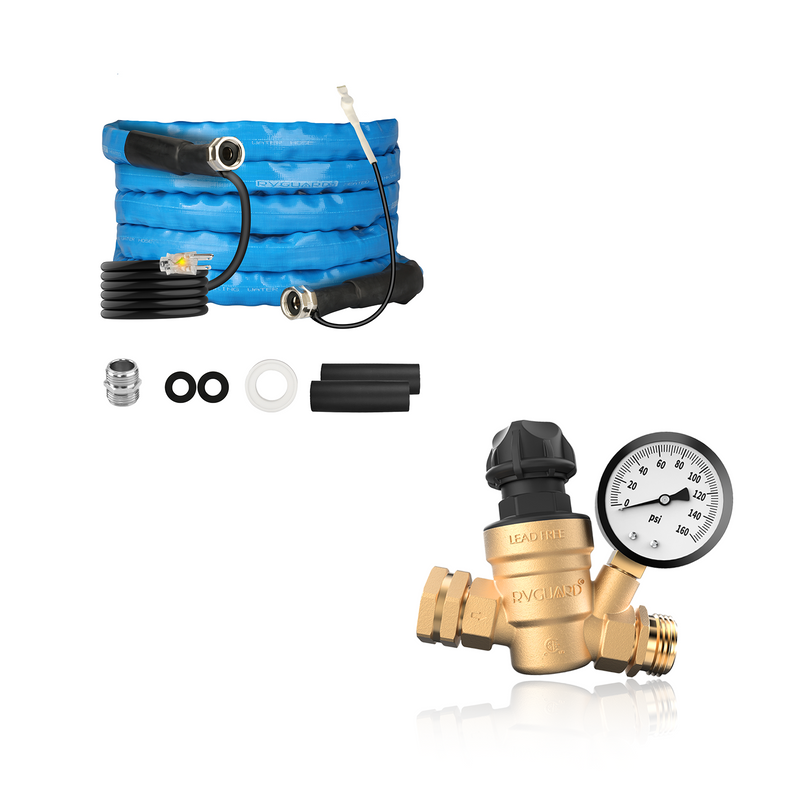 Load image into Gallery viewer, Winter RV Water Bundle: Heated Hose + Adjustable Pressure Regulator
