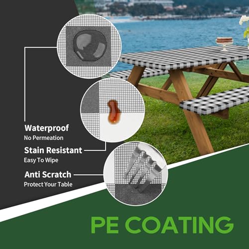 Load image into Gallery viewer, Picnic Table Cover 30x96 Inch - Black and White - RVGUARD
