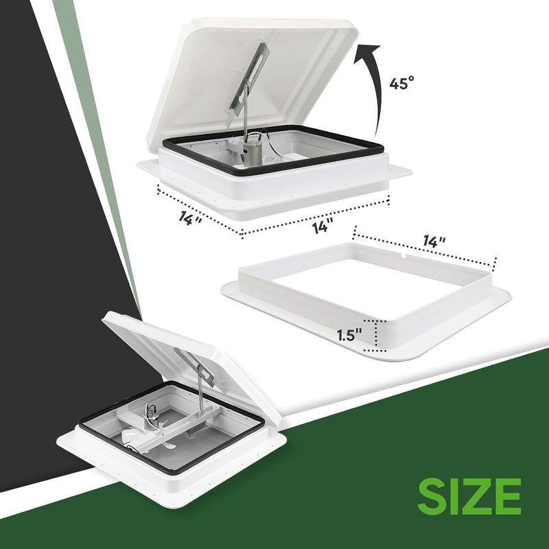 Load image into Gallery viewer, RVGUARD 14&quot; RV Roof Vent Fan - Size
