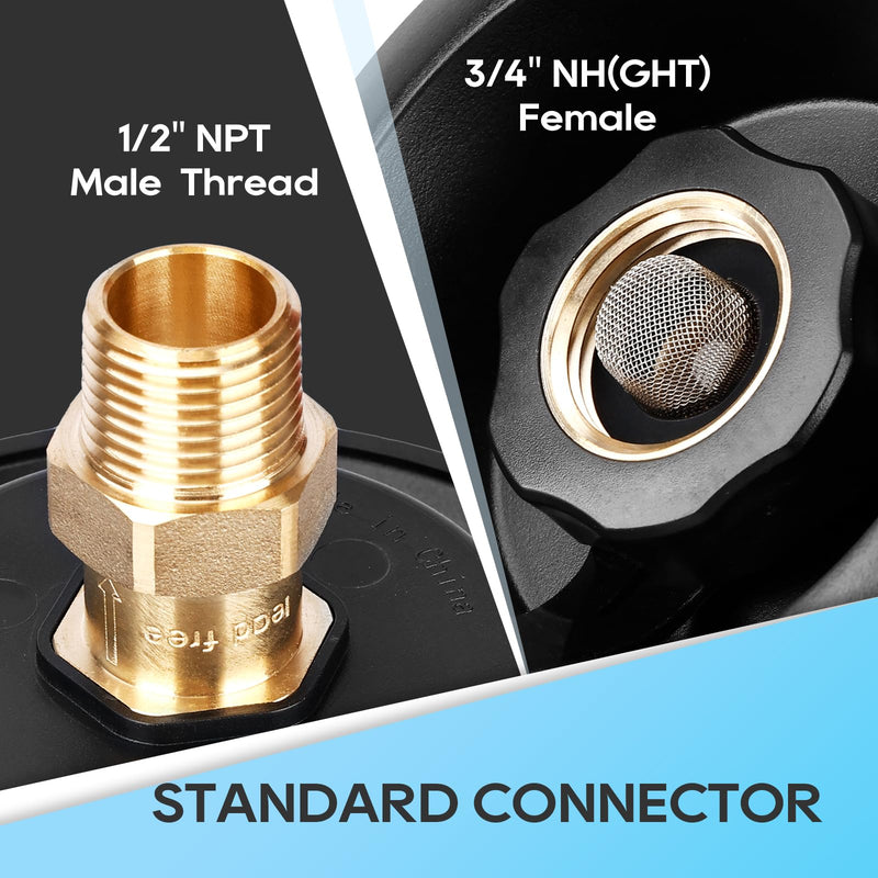 Load image into Gallery viewer, RVGUARD RV City Water Inlet - Standard Connector - 1/2&quot; NPT Male Thread - 3/4&quot; NH Female
