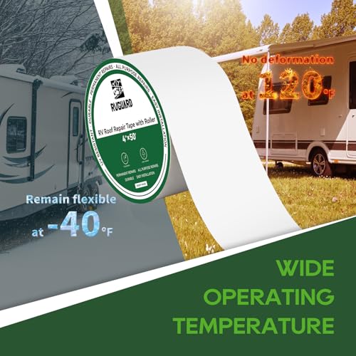 RVGUARD RV Roof Sealant Tape with Roller 4'' x 50' - Wide Operating Temperature