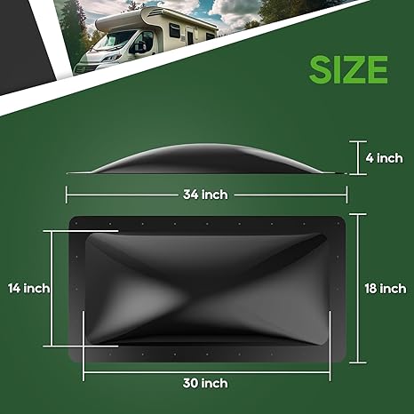 RVGUARD RV Skylight Replacement Outer Dome - 30"*14” - Size