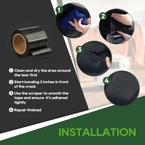 Load image into Gallery viewer, RVGUARD Waterproof Repair Tape with Permanent Sealing Adhesive 4&#39;&#39; x 50&#39; - Installation
