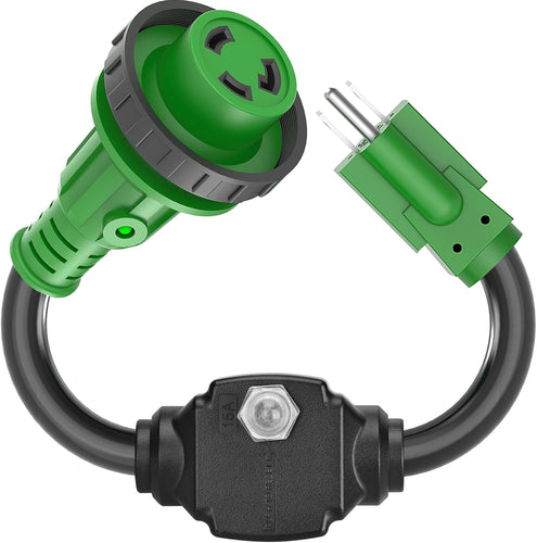 RV Adapter Cord with Overload Protector 30 Amp to 110 Volt NEMA L5-30R - RVGUARD