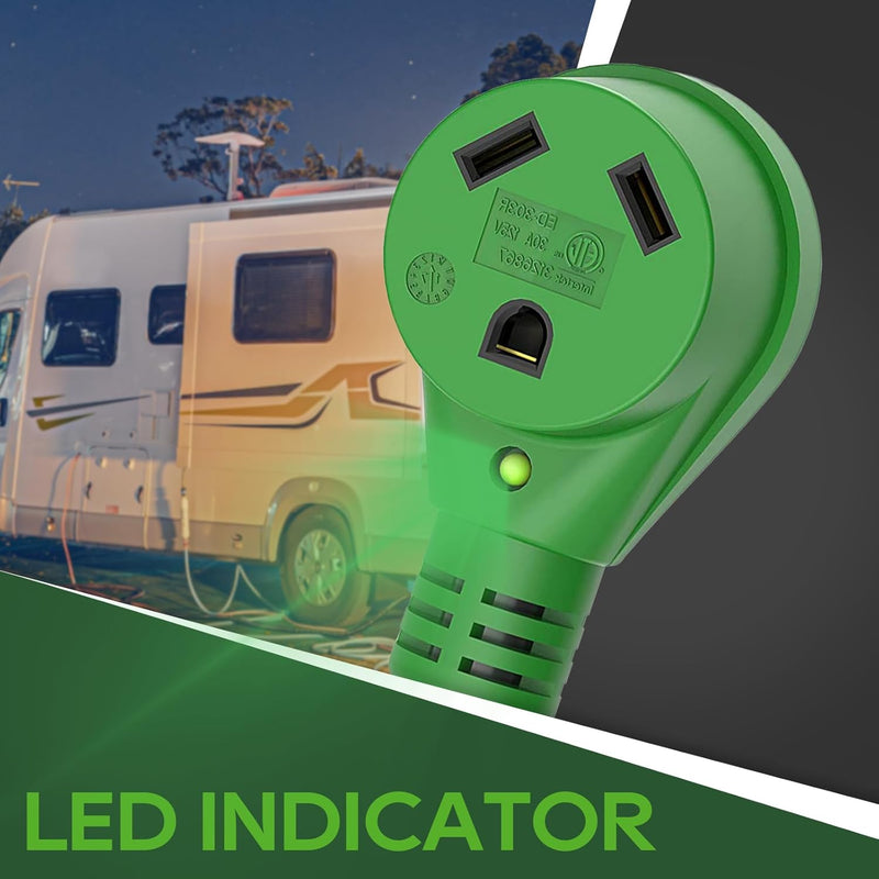 Load image into Gallery viewer, RV Adapter Cord with Overload Protector 30 Amp to 110 Volt NEMA TT-30R - RVGUARD
