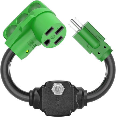 RV Adapter Cord with Overload Protector 50 Amp to 110 Volt NEMA 14-50R - RVGUARD