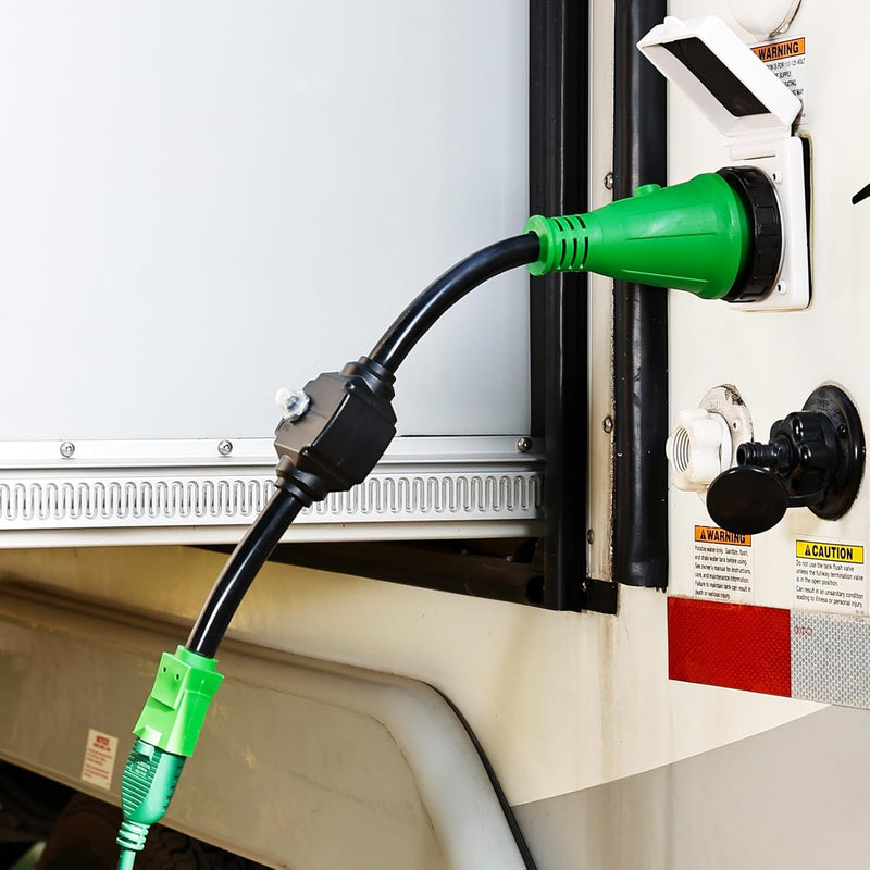 Load image into Gallery viewer, RV Adapter Cord with Overload Protector 50 Amp to 110 Volt NEMA SS2-50R - RVGUARD

