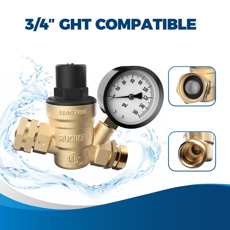 Load image into Gallery viewer, RV Water Pressure Regulator Valve with Adjustable Handle
