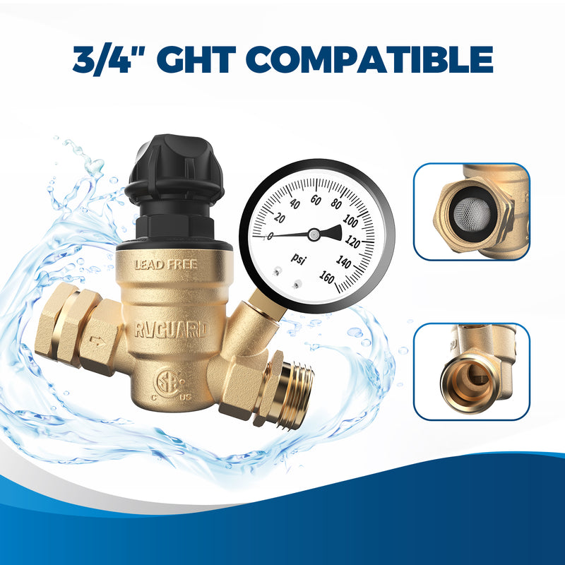 Load image into Gallery viewer, RV Water Pressure Regulator Valve with Adjustable Knob
