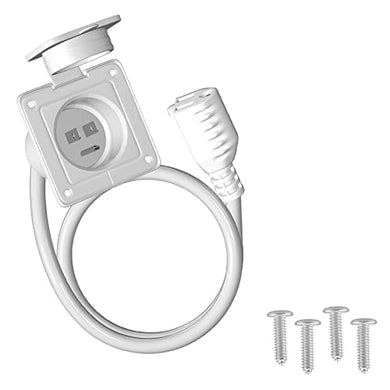 15 Amp 125V AC Power Inlet Plug - White - RVGUARD