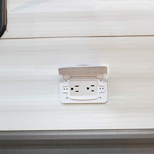 Load image into Gallery viewer, RVGUARD RV Spring-Loaded Weatherproof Receptacle Cover in White (Receptacle Included)
