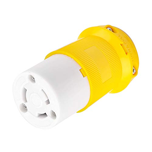 RVGUARD Industrial Grade 30 Amp 125V Locking Plug, NEMA L5-30R, 2P, 3W Locking Female Plug Connector, Grounding 3750 Watts Generator Rating ETL