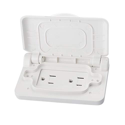 Load image into Gallery viewer, RVGUARD RV Spring-Loaded Weatherproof Receptacle Cover in White (Receptacle Included)
