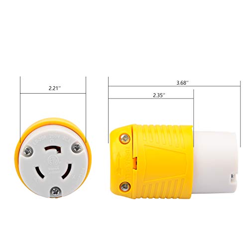 Load image into Gallery viewer, RVGUARD Industrial Grade 20 Amp 250V NEMA L6-20R, 2P, 3W Locking Female Connector, Grounding 5000 Watts Generator Rating ETL
