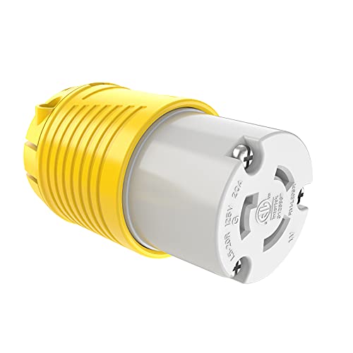 Load image into Gallery viewer, RVGUARD Industrial Grade 20 Amp 125V Locking Plug, NEMA L5-20R, 2P, 3W Locking Male Plug Connector, Grounding 2500 Watts, ETL Listed
