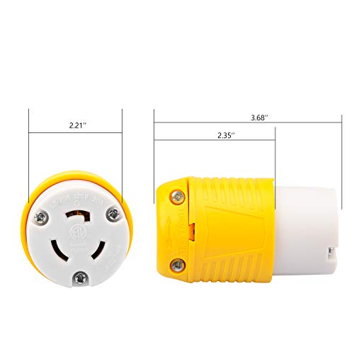 RVGUARD Industrial Grade 20 Amp 125V Locking Plug, NEMA L5-20R, 2P, 3W Locking Male Plug Connector, Grounding 2500 Watts, ETL Listed