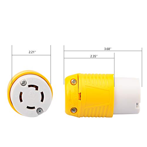 Load image into Gallery viewer, RVGUARD NEMA L14-30R Generator Female Connector, 30 Amp AC 125V/250V,3 Pole-4 Wire,Twist Locking,Yellow White,Copper Pins,7500 Watt ETL
