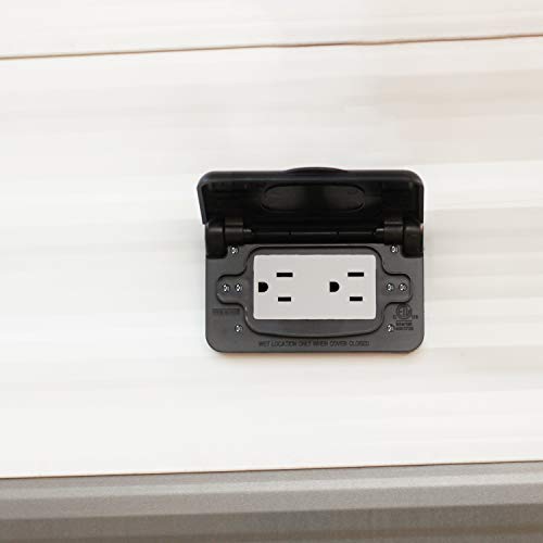 Load image into Gallery viewer, RVGUARD RV Spring-Loaded Weatherproof Receptacle Cover in Black (Receptacle Included)
